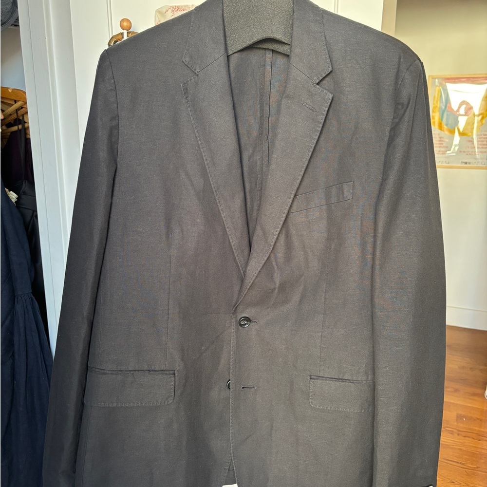Ludlow unstructured suit jacket in Irish cotton linen blend (black) 44L NWT